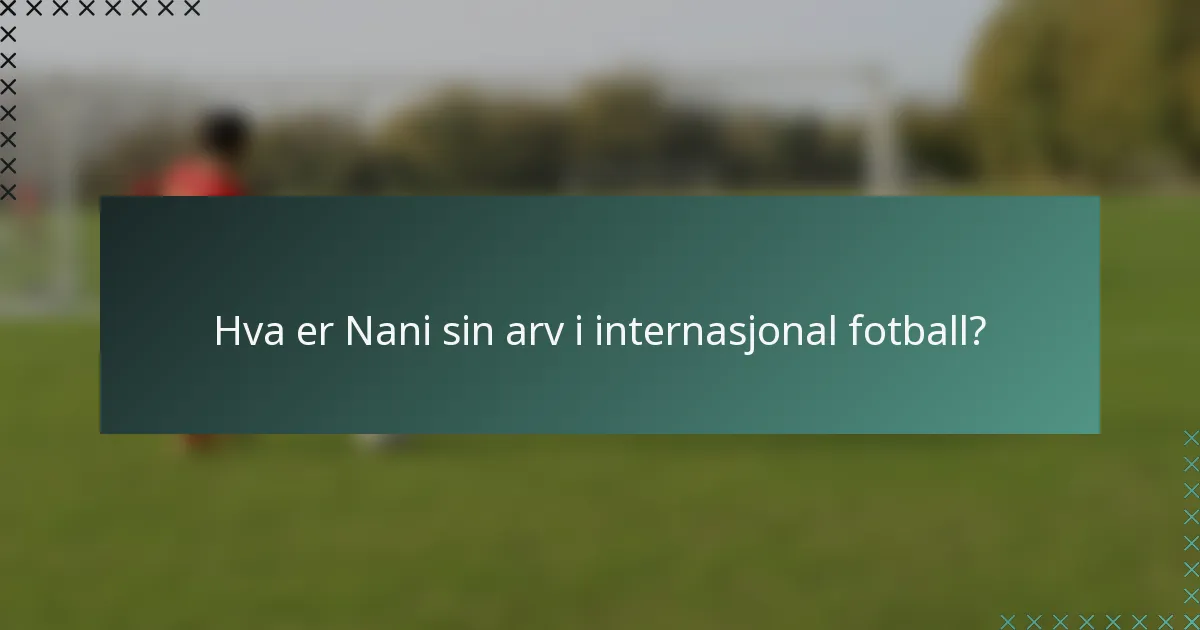 Hva er Nani sin arv i internasjonal fotball?
