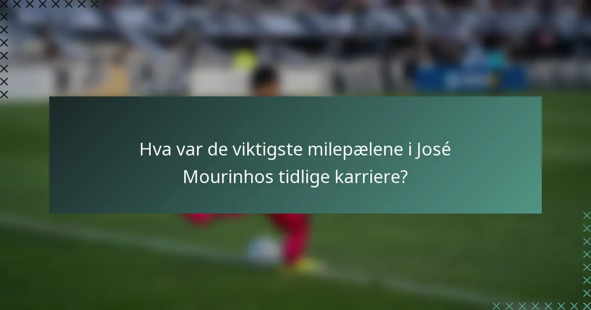 Hva var de viktigste milepælene i José Mourinhos tidlige karriere?