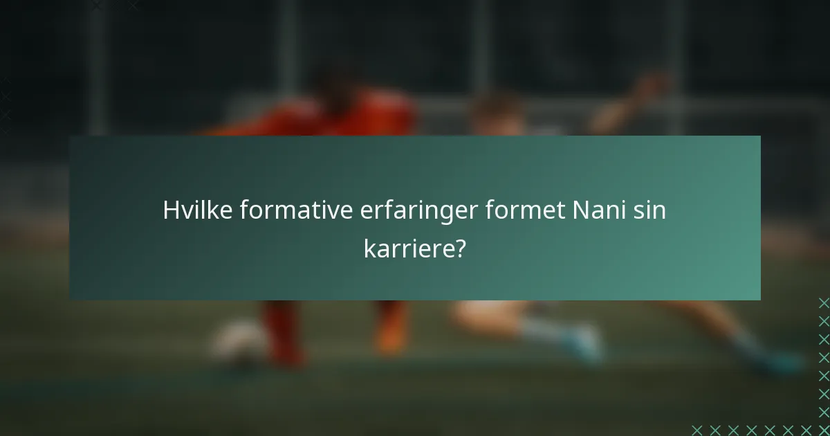 Hvilke formative erfaringer formet Nani sin karriere?