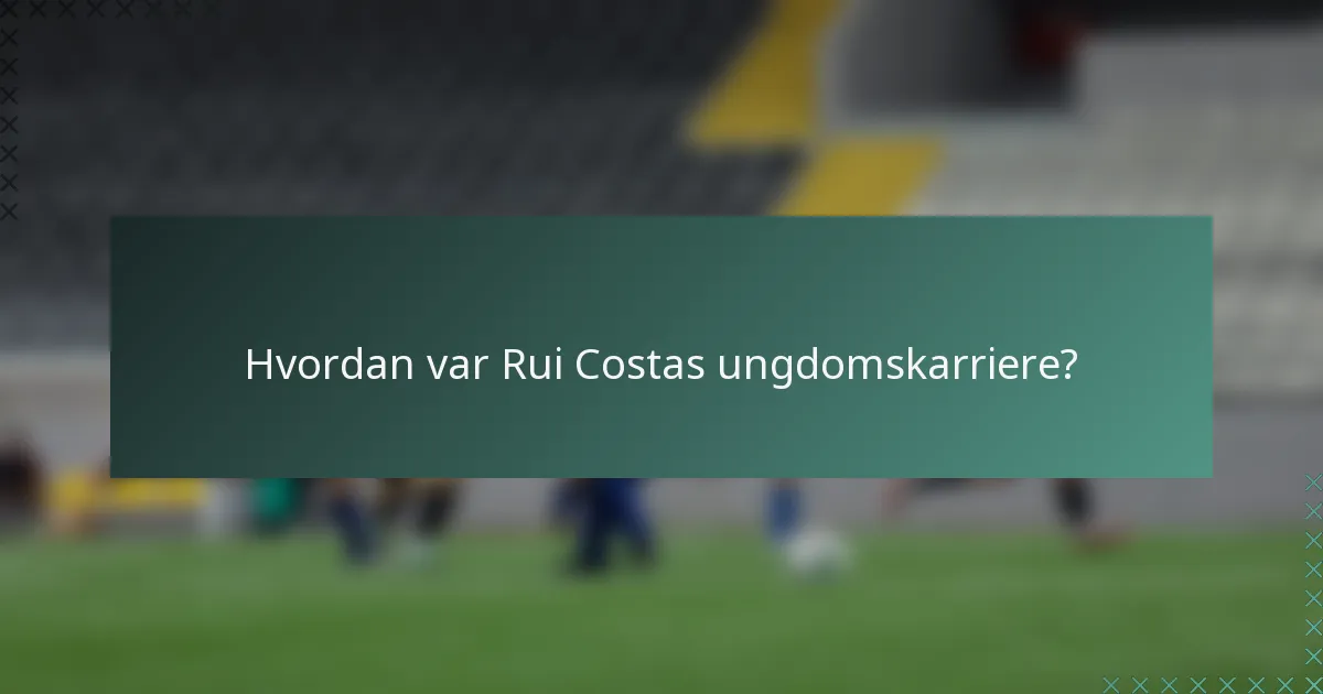 Hvordan var Rui Costas ungdomskarriere?